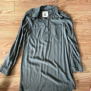 sage green long sleeve shirt dress